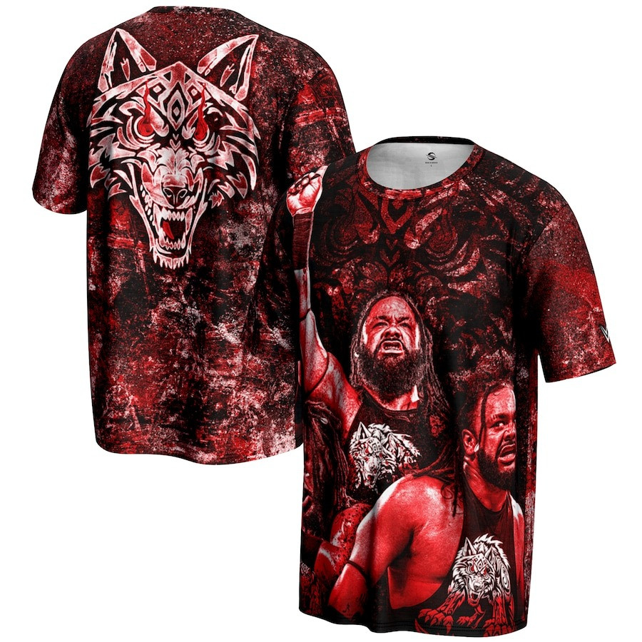 Jacob Fatu T-Shirt Men's ProSphere Red Jacob Fatu Tribal Wolf Graphic Shirt Apparel