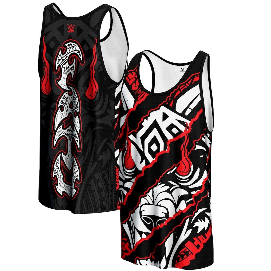 Jacob Fatu Tank Top Men's ProSphere Black Jacob Fatu Claw Mark Tribal Native Clothing