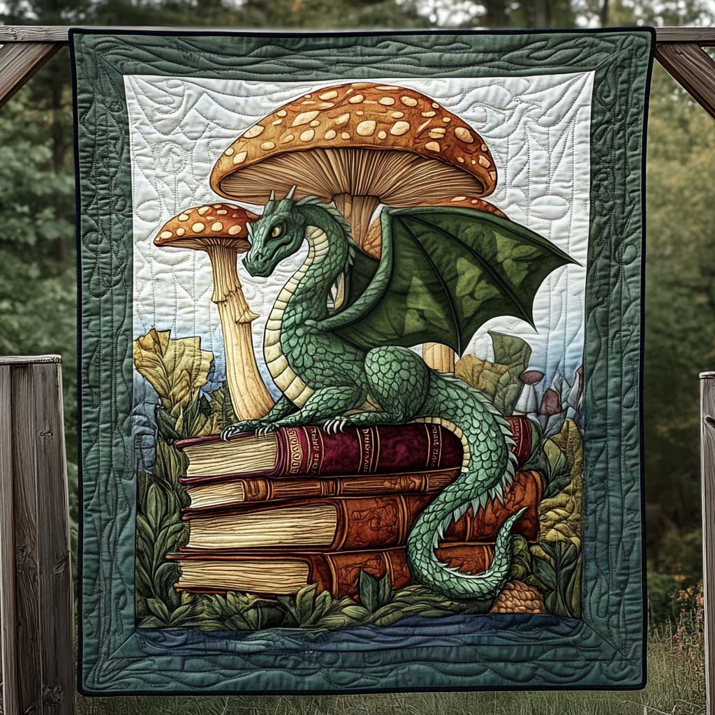 Jade Serpent Quilted Blanket Gift For Dragon Lover