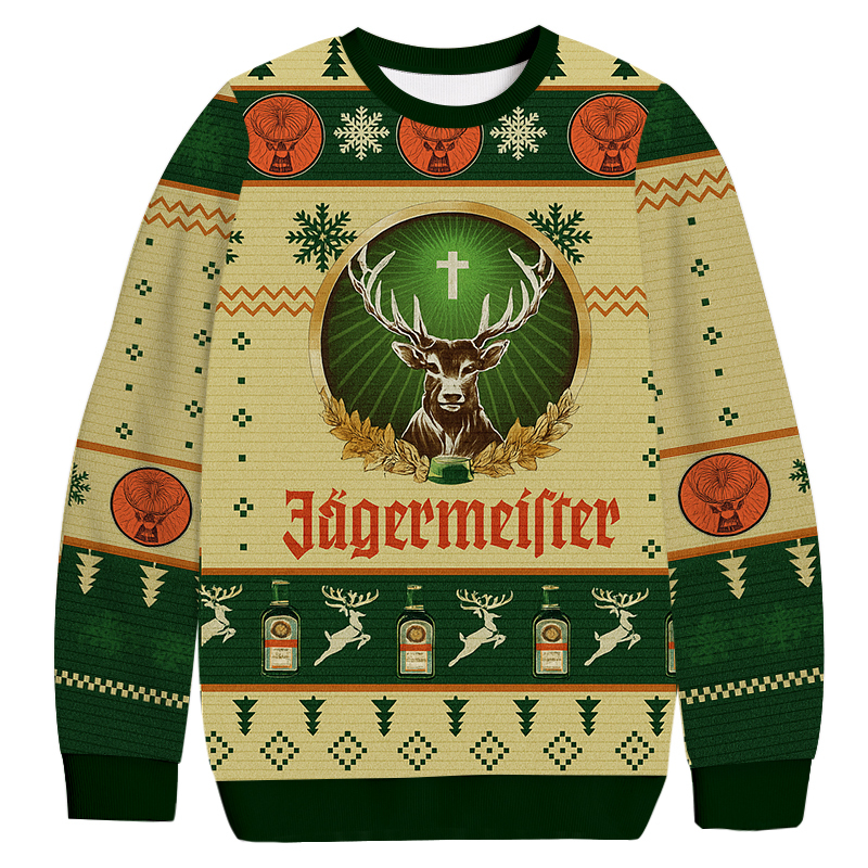 Jagermeister Elk Christmas Ugly Sweatshirt Christmas Gift For Friends Jagermeister Elk Christmas Ugly Sweatshirt Christmas Gift For Friends