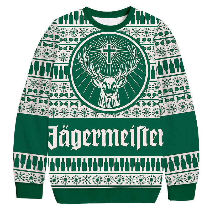 Jagermeister Green Christmas Ugly Sweatshirt Holiday Season Gag Gift Top
