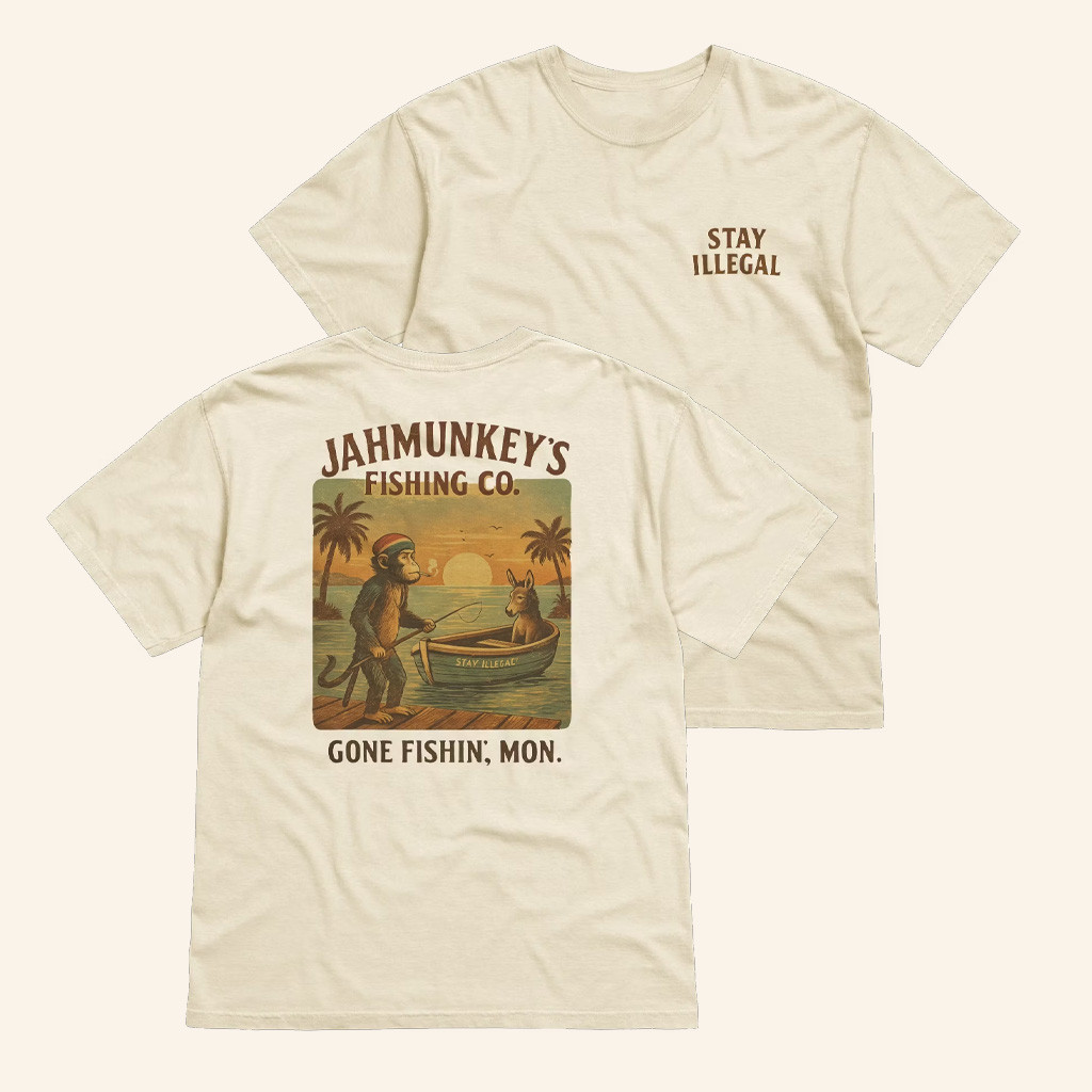 Jahmunkey Merch Jahmunkey Gone Fishing T-Shirt Christmas Gift Ideas For Him