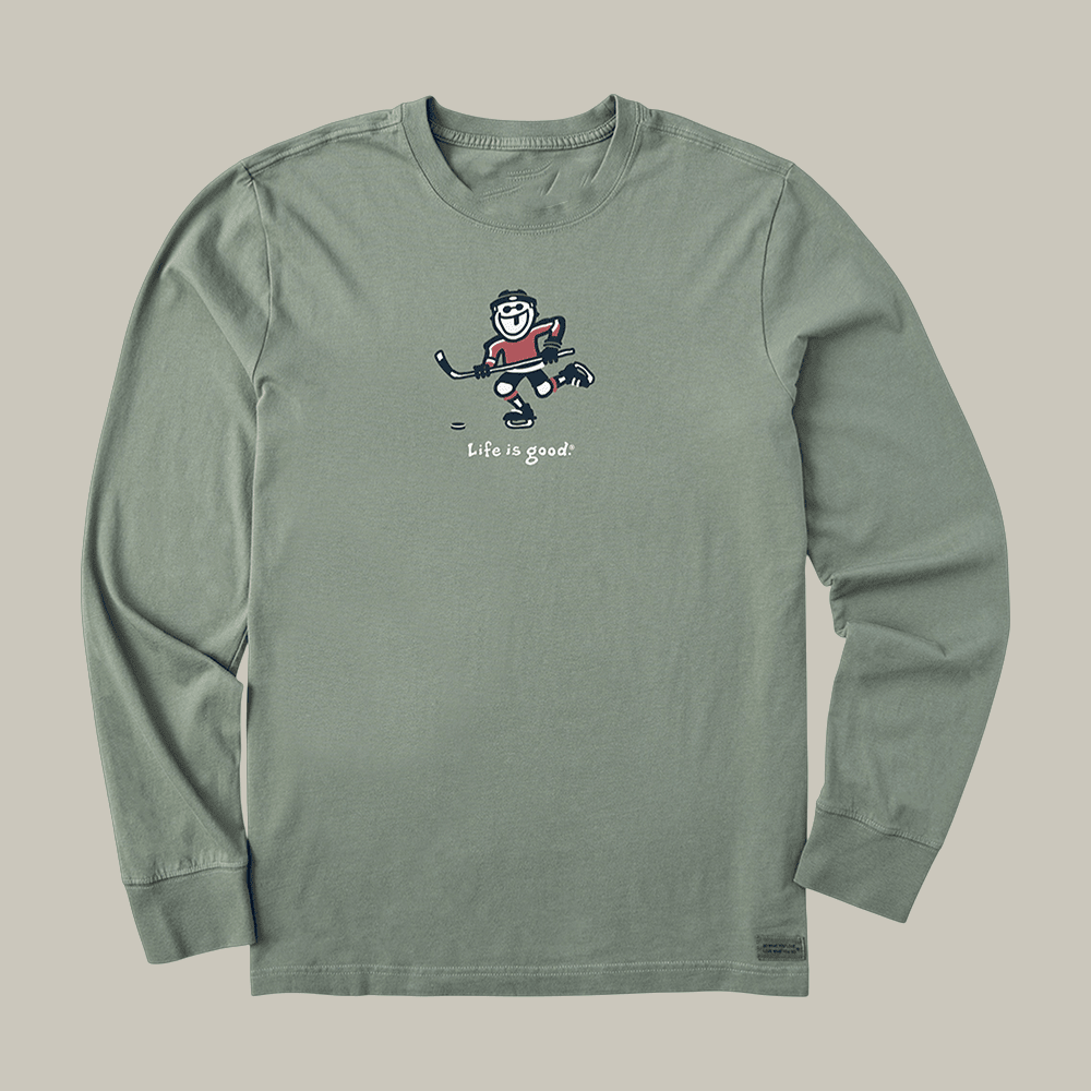Jake Hockey Skate Long Sleeve Shirt Life Is Good Clothing Line Hockey Themed Gift