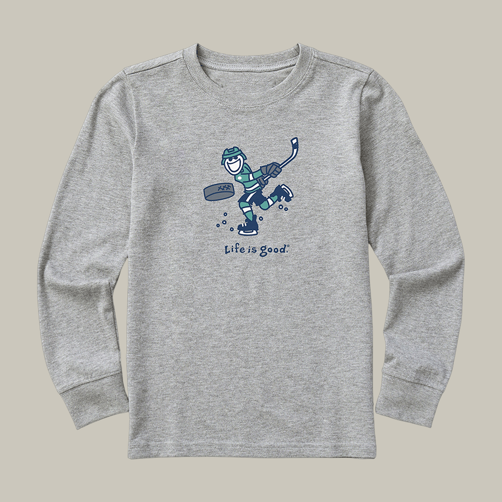 Jake Slap Shot Long Sleeve Shirt Hockey Themed Life Is Good Apparel Gift Idea