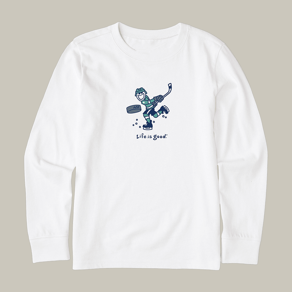 Jake Slap Shot Long Sleeve Shirt Life Is Good Clothing Line Unique Hockey Gift For Fan