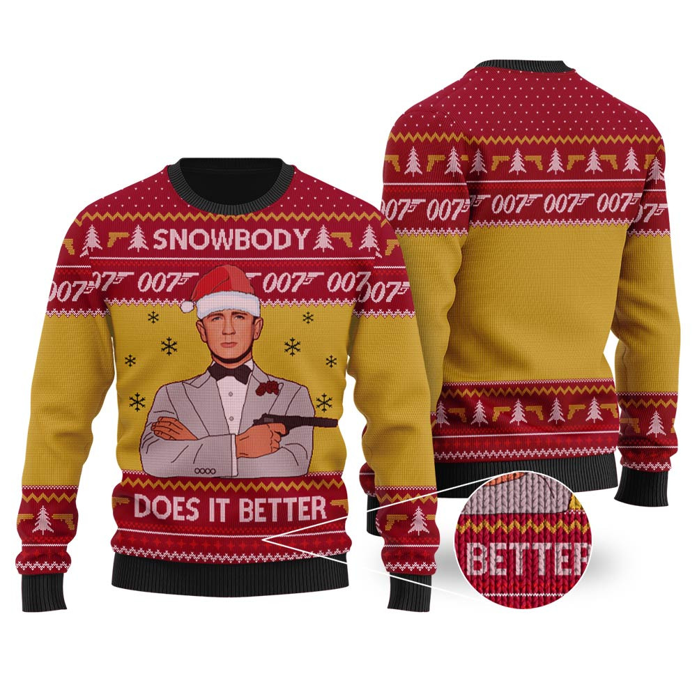 James Bond 007 Ugly Christmas Sweater Cardinal Red Unique Holiday Merch Gift for Home and Family