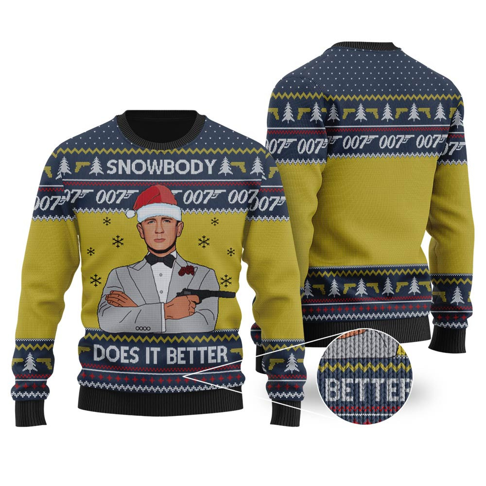 James Bond 007 Ugly Christmas Sweater Navy Special Merch Gift Idea for Festive Celebrations