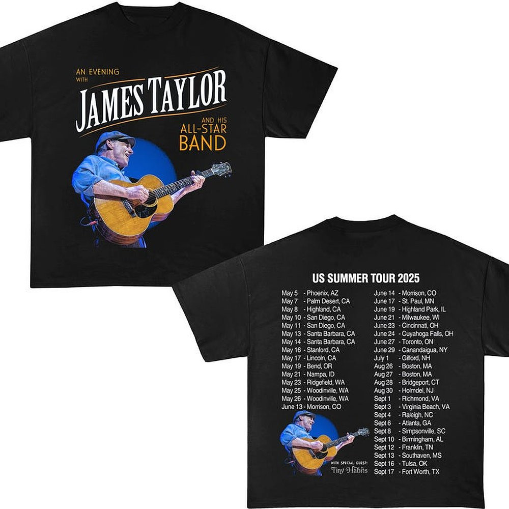 James Taylor Summer Tour 2025 90s Vintage Concert T-Shirt