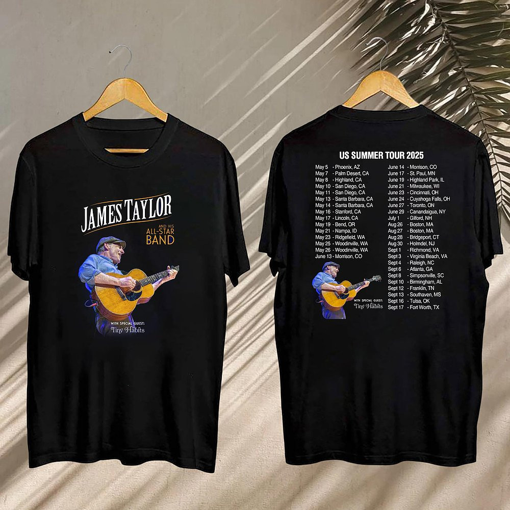 James Taylor Summer Tour 2025 Concert Fan T-Shirt Folk Merch Best Gift For Music Lovers