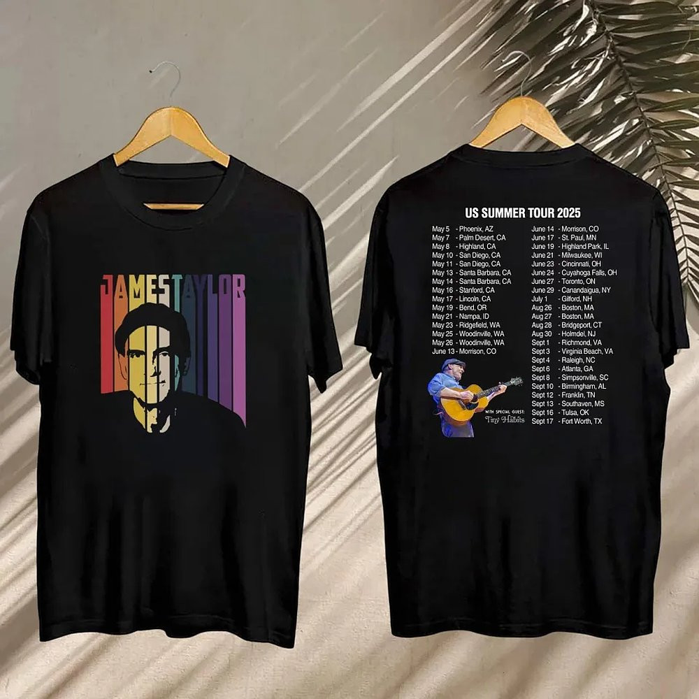 James Taylor Summer Tour 2025 Vintage T-Shirt Folk Rock Merch Best Gift For Music Fans