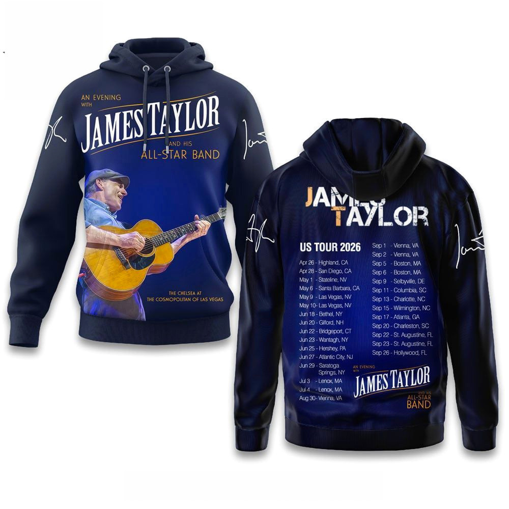 James Taylor Us Tour 2026 Hoodie James Taylor Merch Cool Gifts For Music Lovers
