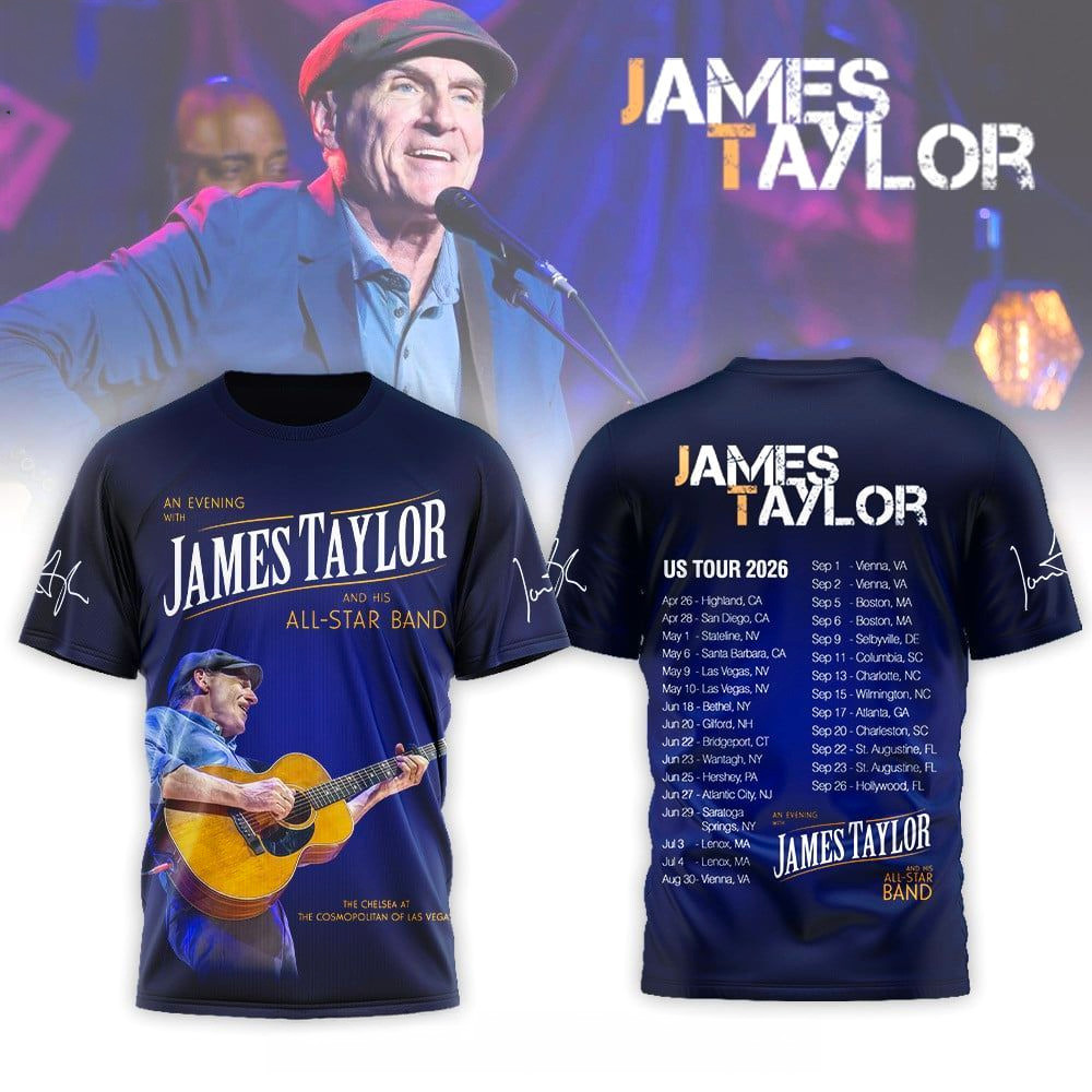 James Taylor Us Tour 2026 T-Shirt James Taylor Merch Cool Gifts For Music Lovers