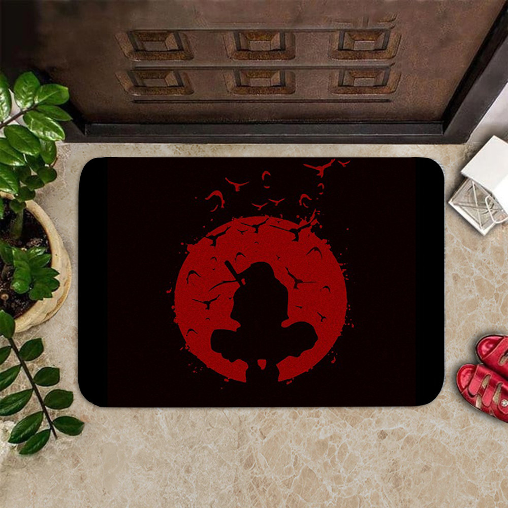 Japan Anime Doormat Kakashi Sasuke Naruto Itachi Uchiha Akatsuki Clouds Logo Pattern Doormat