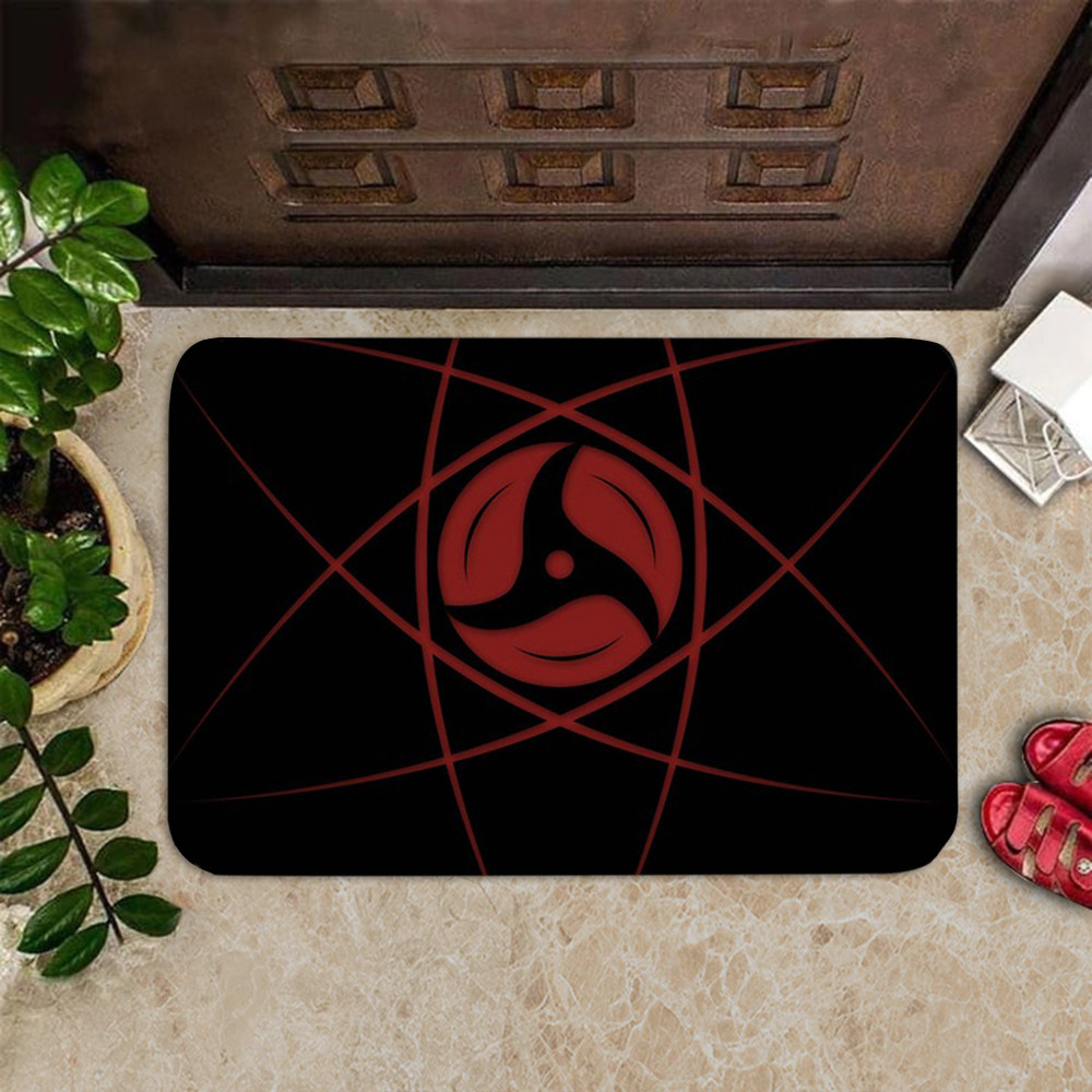 Japan Anime Doormat Kakashi Sasuke Naruto Itachi Uchiha Akatsuki Clouds Logo Pattern Mats Decor