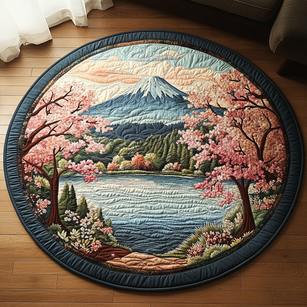 Japan Calling Quilted Round Mat Entryway Rug Ideas Presents For Flower Lovers