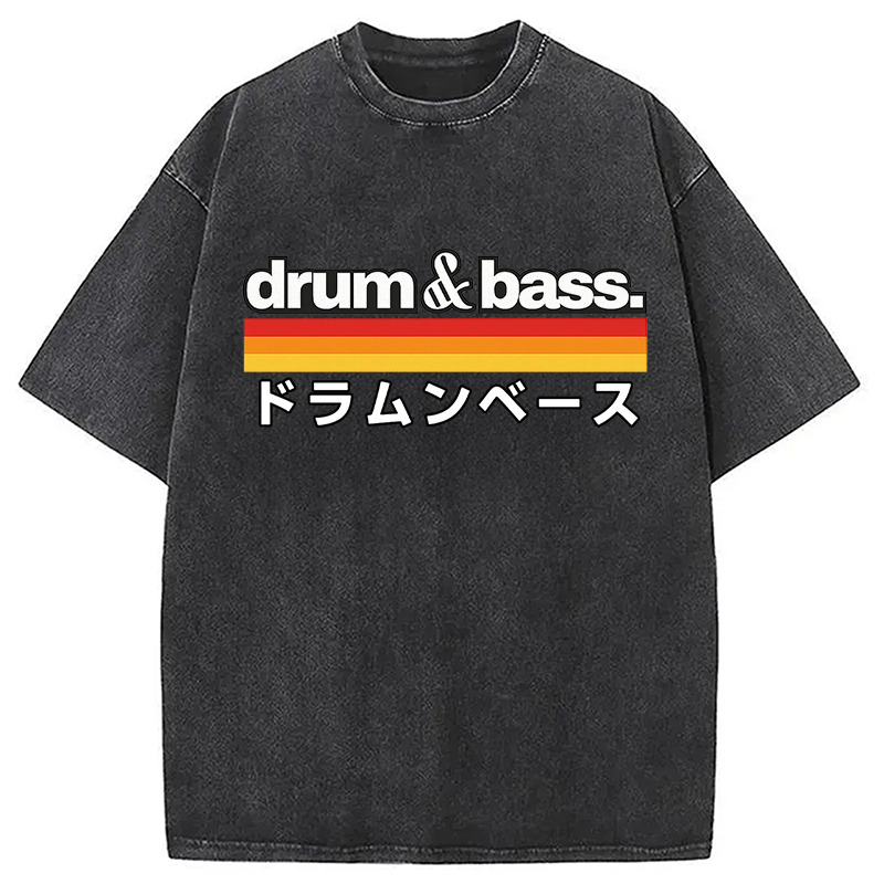 Japan Drum And Bass Vintage Washed T-Shirt Soft Cotton Daily Wear Tee Gifts For Friends