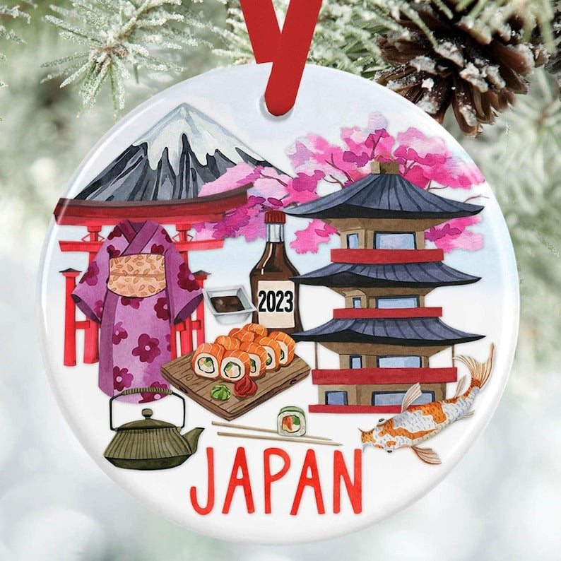 Japan Landmarks Christmas Ornament 2024 Japanese Christmas Tree Ornaments Holiday Decor