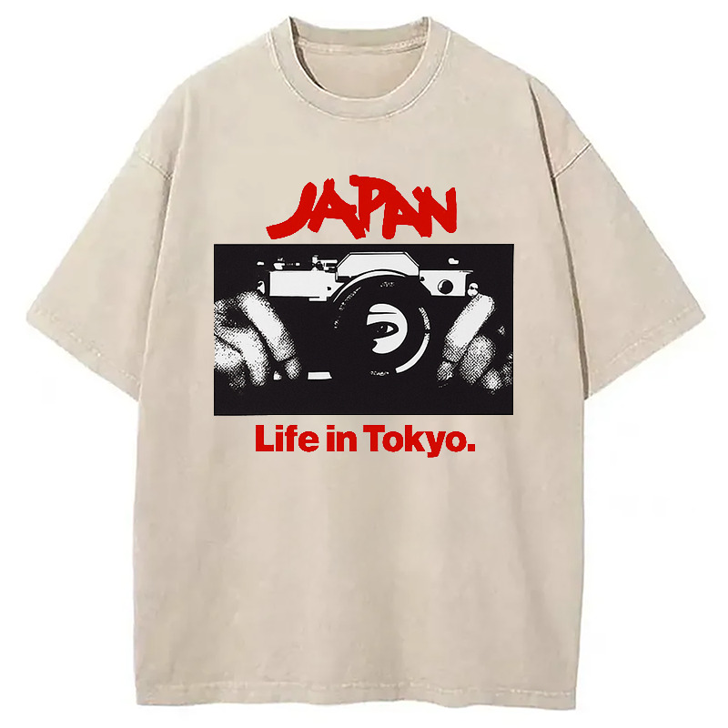 Japan Life in Tokyo Sylvian Synth Washed T-Shirt Trendy Everyday Casual Outfit Gifts For Him