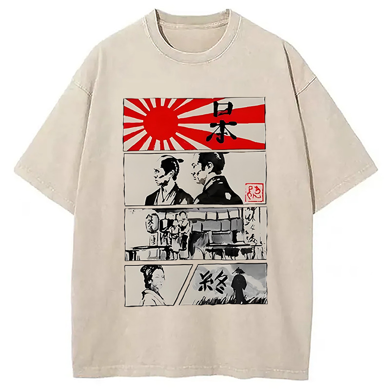 Japan Manga Vintage Washed T-Shirt Soft Comfortable Daily T Shirt Gifts For Best Friend Japan Manga Vintage Washed T-Shirt Soft Comfortable Daily T Shirt Gifts For Best Friend