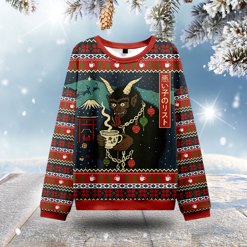Japan Monster Christmas Ugly Sweater Christmas Clothing Funny Holiday Sweaters For Mens