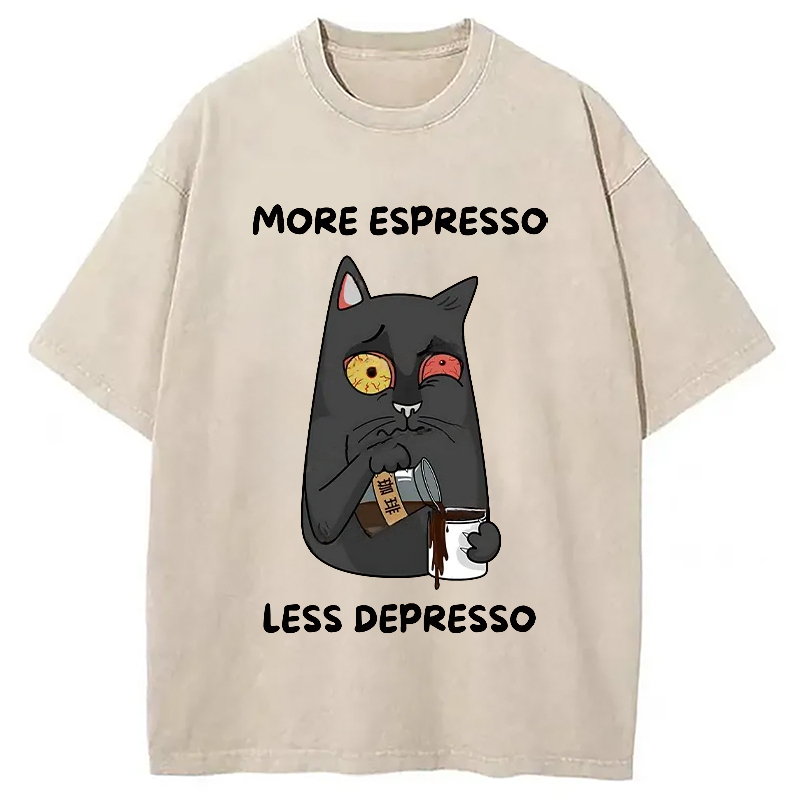 Japan More Espresso Less Depresso Washed T-Shirt Trendy Everyday Casual Outfit Gifts For Besties