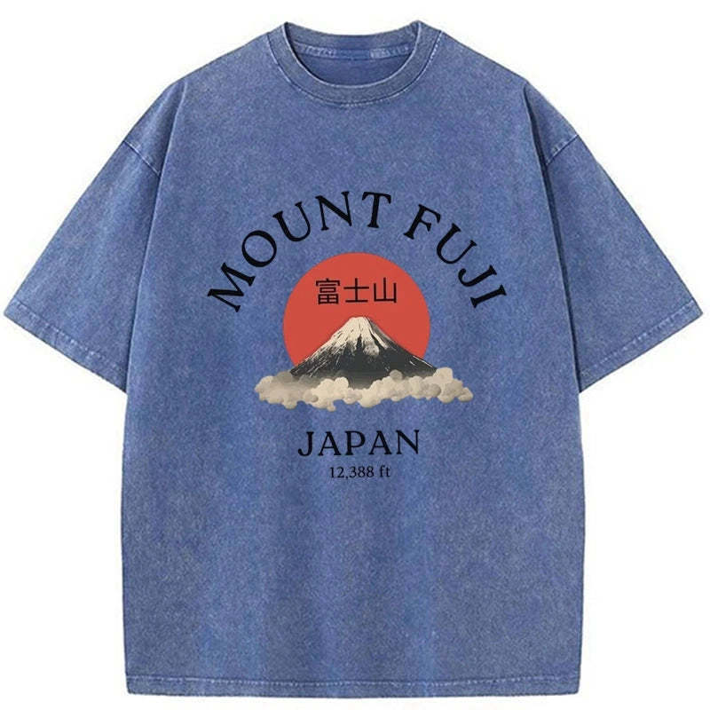 Japan Mount Fuji Sun Unisex Washed T-Shirt Funny Aesthetic Trendy Apparel Gifts For Sister Japan Mount Fuji Sun Unisex Washed T-Shirt Funny Aesthetic Trendy Apparel Gifts For Sister