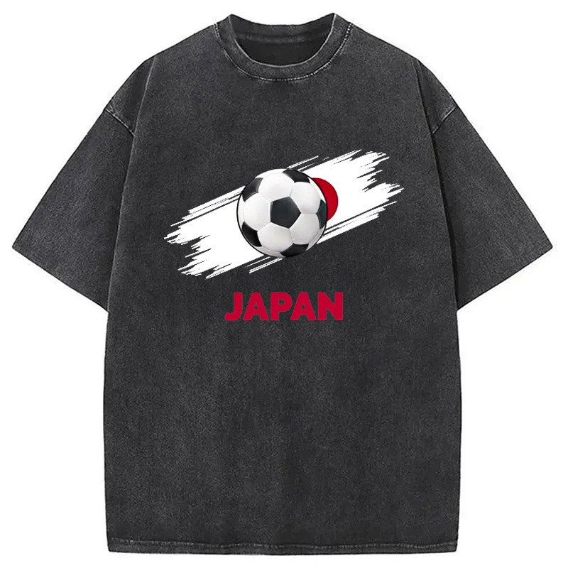 Japan Soccer Washed T-Shirt Funny Aesthetic Trendy Apparel Gifts For Him