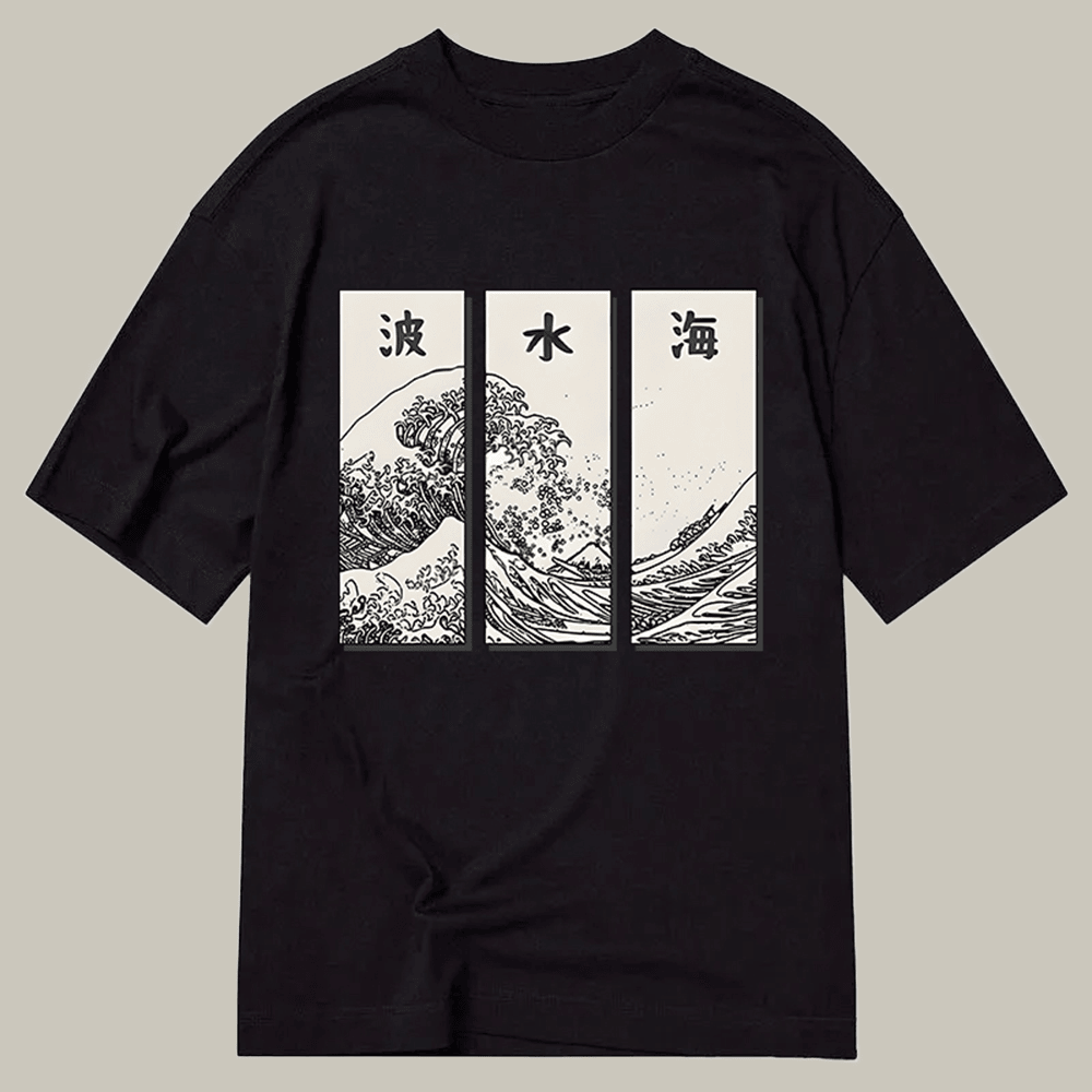 Japanese Art Wave Classic T-Shirt Vintage Graphic Tee Best Gifts For Men