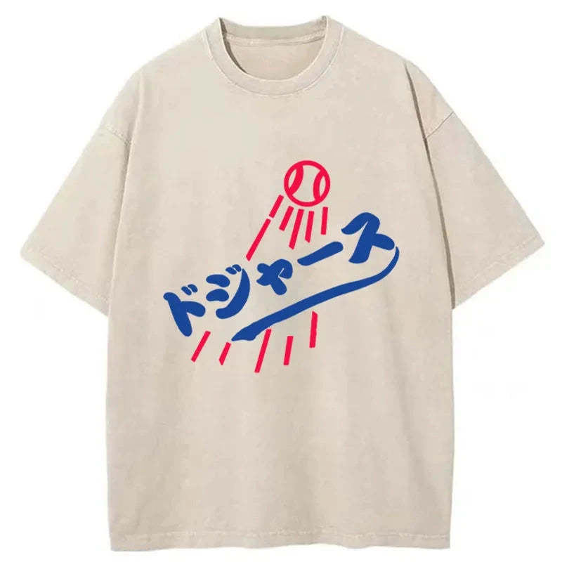 Japanese Baseball Washed T-Shirt Trendy Aesthetic Graphic Apparel Gifts For Besties
