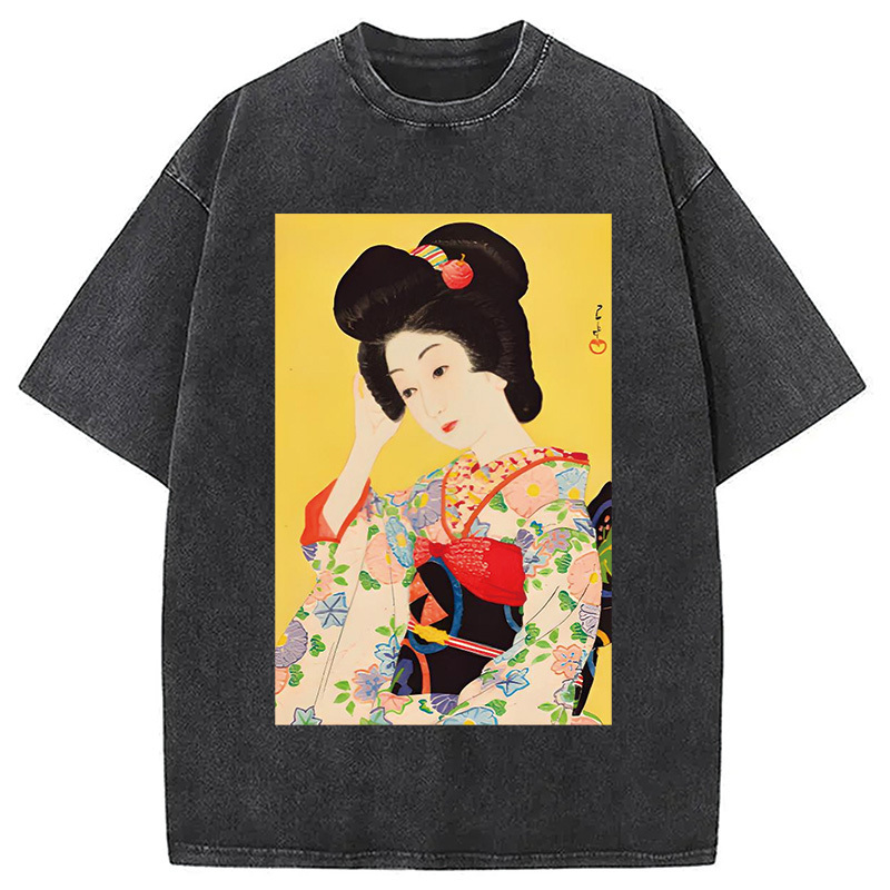 Japanese Beauty In Spring Washed T-Shirt Unisex Streetwear Graphic Style Gifts For BFF