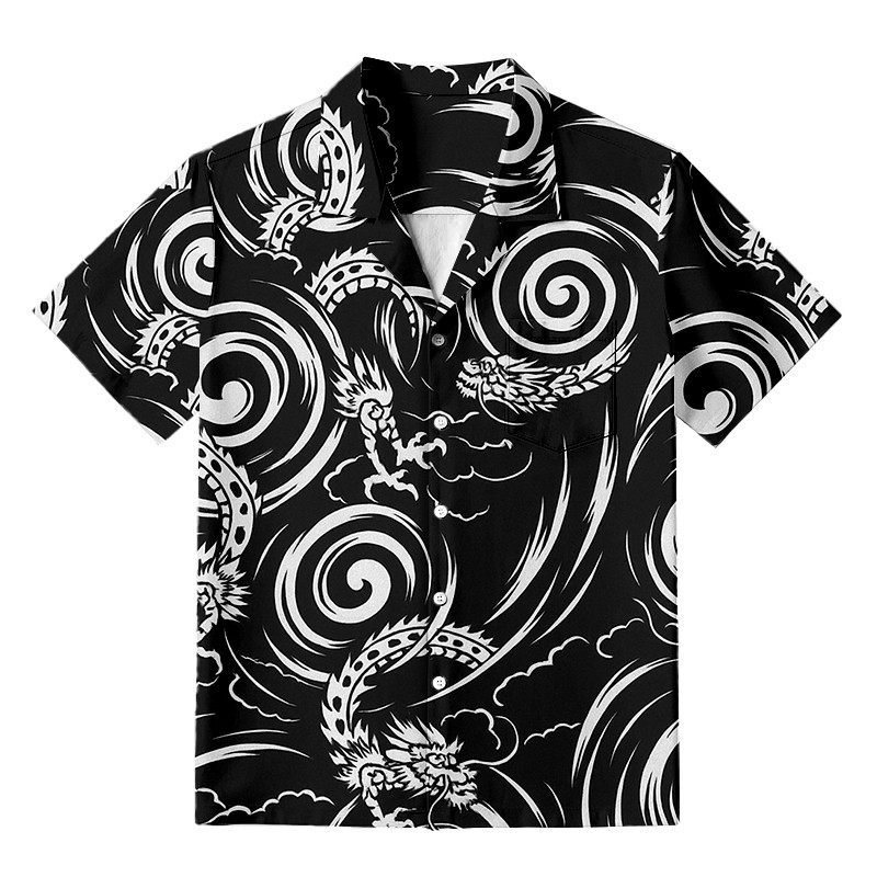 Japanese Black Dragon Hawaiian Shirt Japanese Art Shirt Gifts For Dragon Lovers