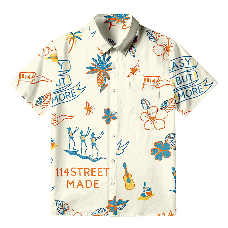 Japanese Blue Flower Button Up Shirt 114 Street Made Ahola Shirt Gift For Him