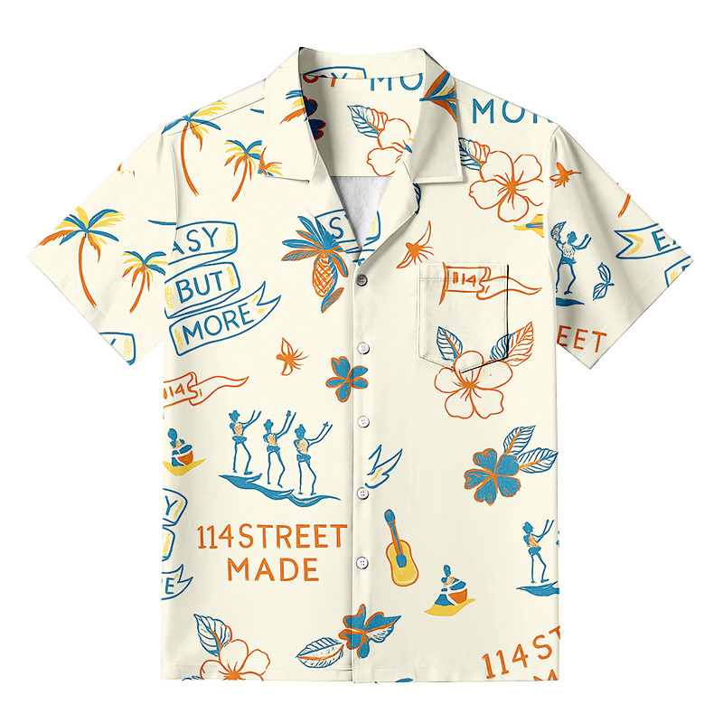 Japanese Blue Flower Hawaiian Shirt Japanese Inspired Design Good Gift Ideas