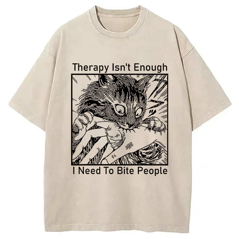 Japanese Cat Biting Washed T-Shirt Funny Aesthetic Trendy Apparel Gifts For BFF Japanese Cat Biting Washed T-Shirt Funny Aesthetic Trendy Apparel Gifts For BFF