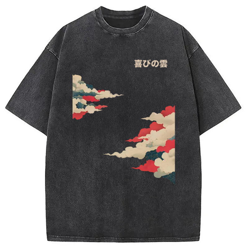 Japanese Clouds Washed T-Shirt Trendy Everyday Casual Outfit Gifts For Brother Japanese Clouds Washed T-Shirt Trendy Everyday Casual Outfit Gifts For Brother