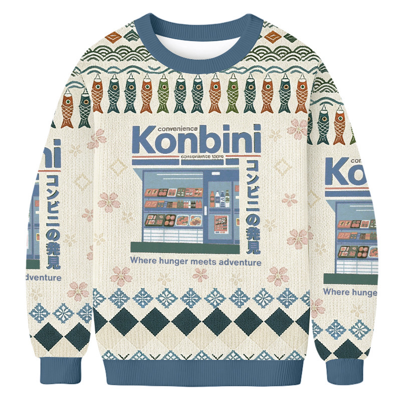 Japanese Convenience Store Ugly Sweater Holiday Clothing Christmas Gifts For Mother