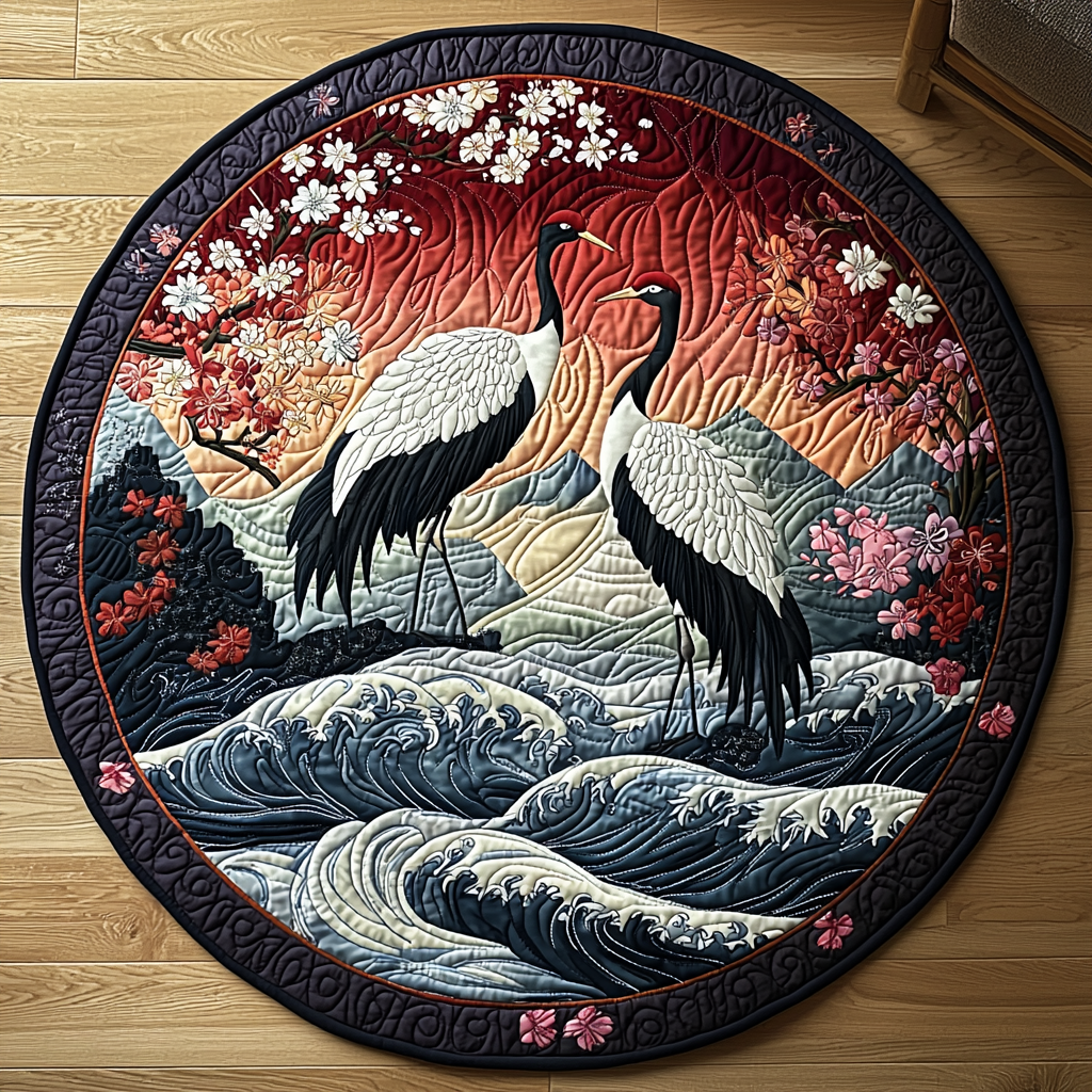 Japanese Crane Charm Quilted Round Mat Front Entryway Ideas You Are My Sunshine Gifts For Him