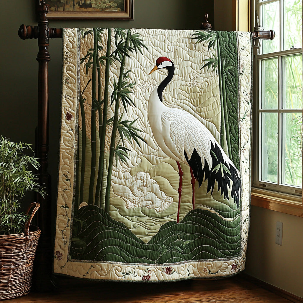 Japanese Crane Quilted Blanket Cute Bedroom Decor Christmas Gifts For Family On A Budget