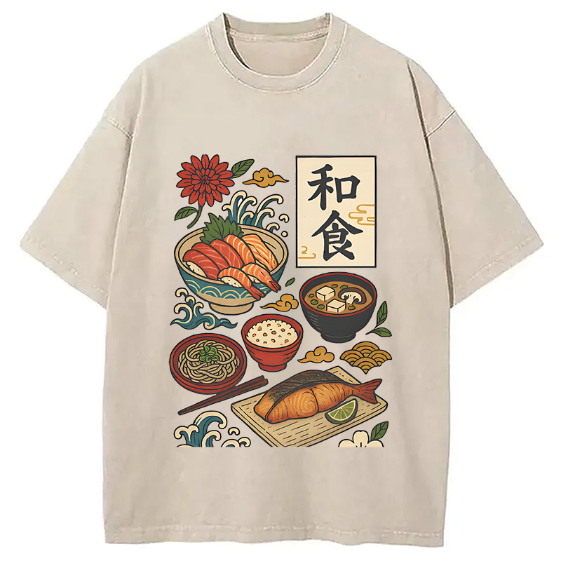 Japanese Cuisine Washed T-Shirt Funny Aesthetic Trendy Apparel Gifts For Him