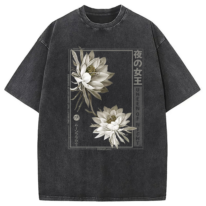 Japanese Epiphyllum Washed T-Shirt Funny Aesthetic Trendy Apparel Gifts For Brother