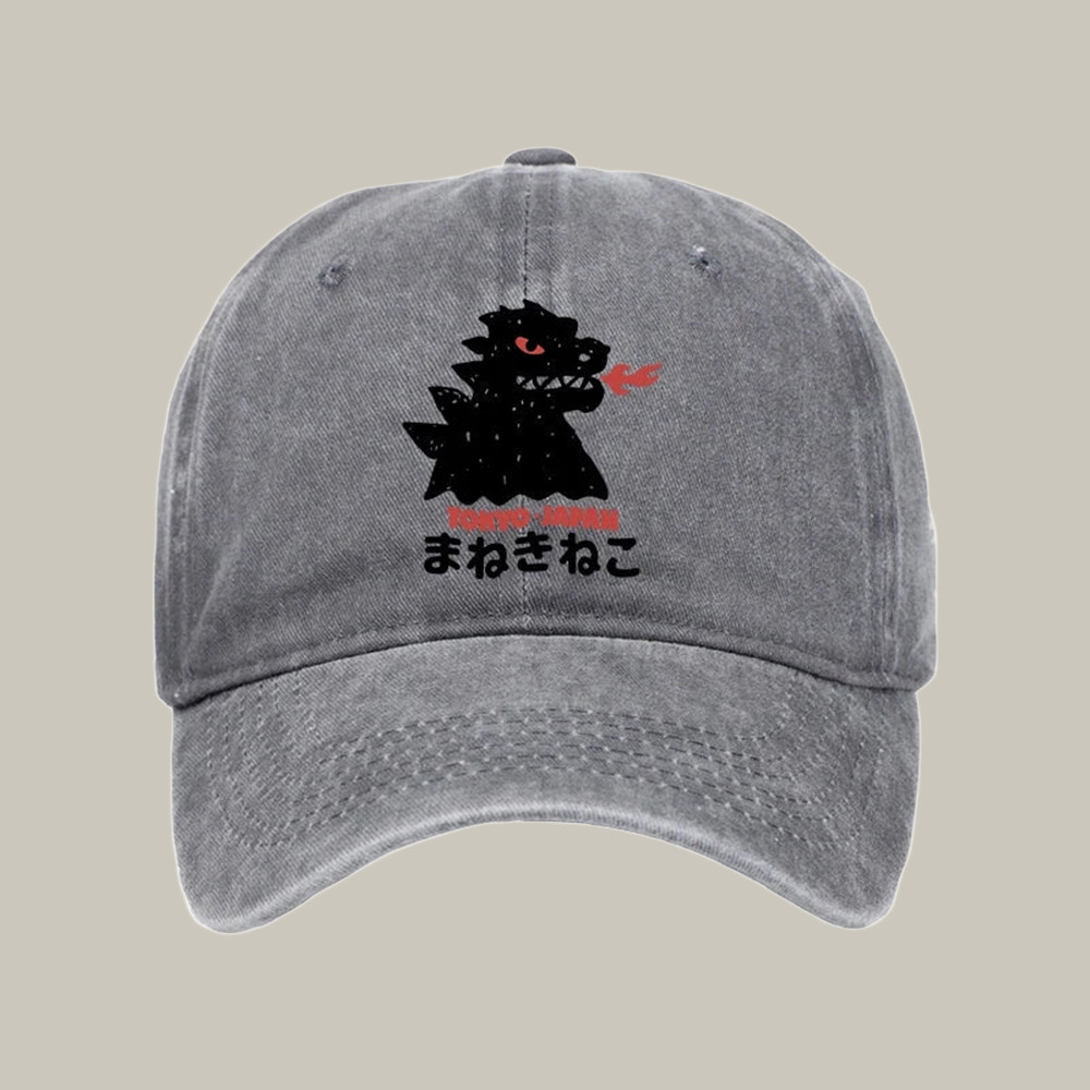 Japanese Fortune Cat Washed Cap Humorous Baseball Caps Great Christmas Gifts For Wife