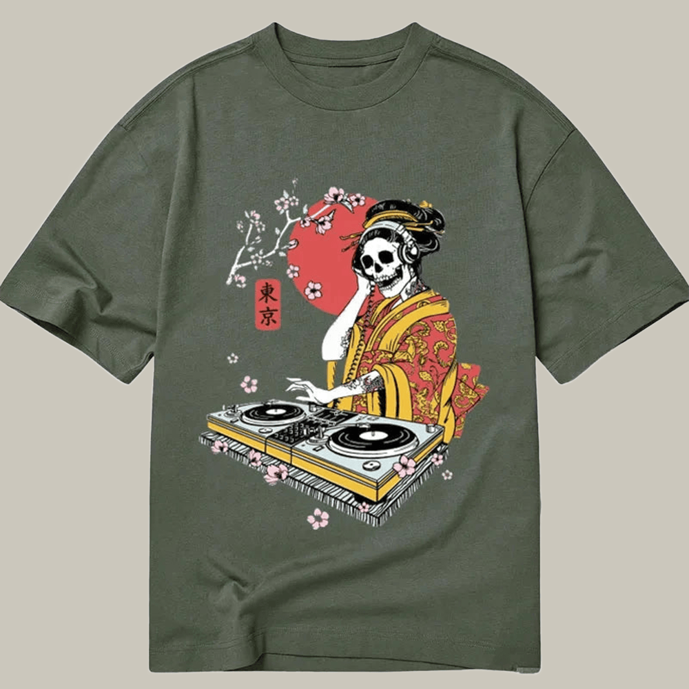 Japanese Geisha Dj Skull Classic T-Shirt Funny Meme Shirt Best Gifts For Geisha Lovers