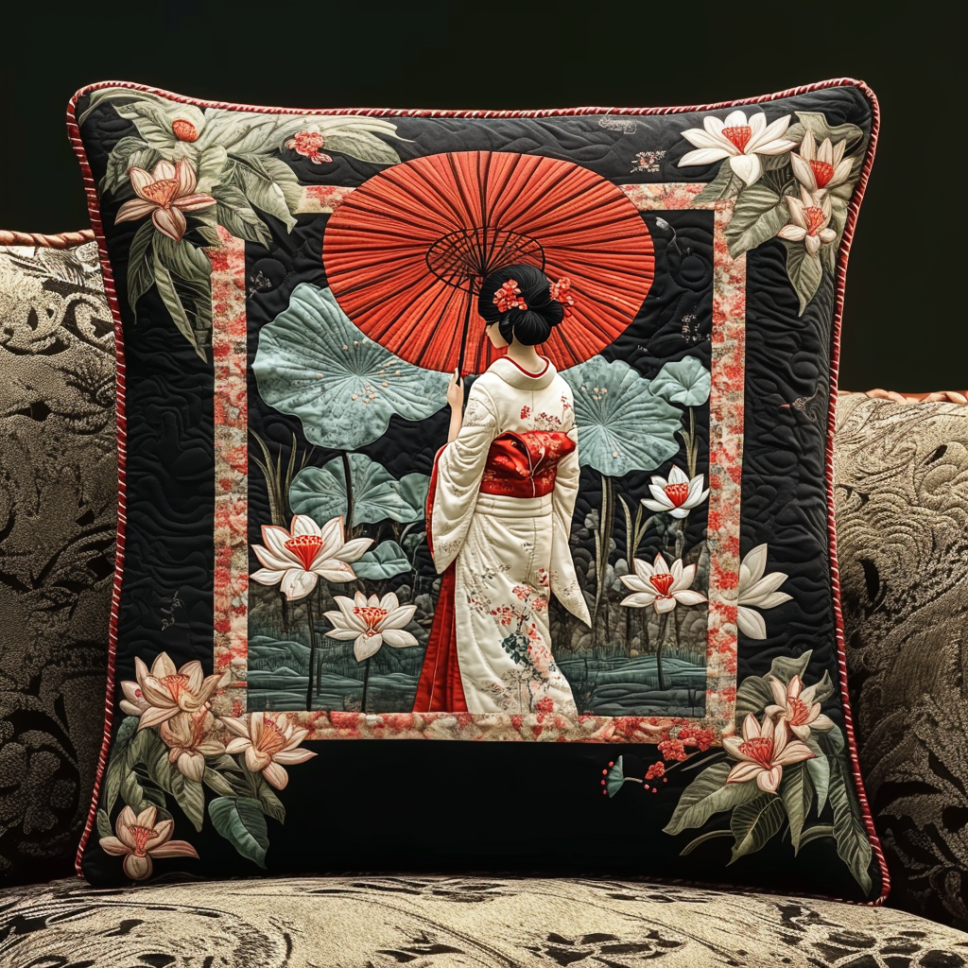 Japanese Geisha Elegance Quilted Pillow Case Cute Pillow Covers Great Family Gifts