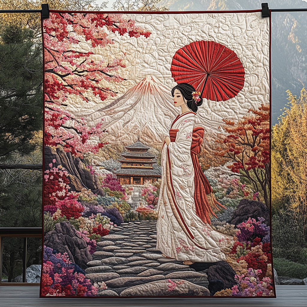 Japanese Geisha Quilted Blanket Cozy Home Bedding Family Xmas Ideas