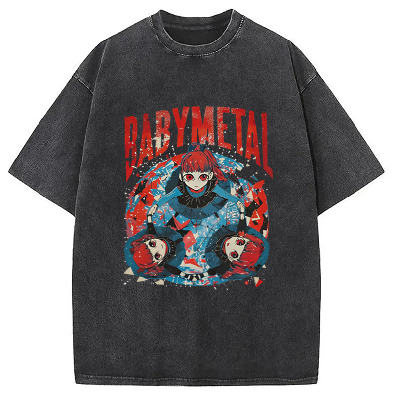 Japanese Heavy Metal Band Washed T-Shirt Funny Aesthetic Trendy Apparel Gifts For BFF