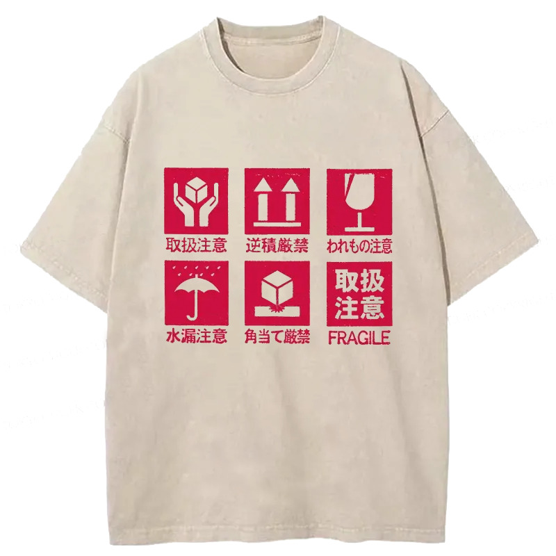 Japanese Item Labels Washed T-Shirt Retro Streetwear Graphic Top Gifts For BFF Japanese Item Labels Washed T-Shirt Retro Streetwear Graphic Top Gifts For BFF