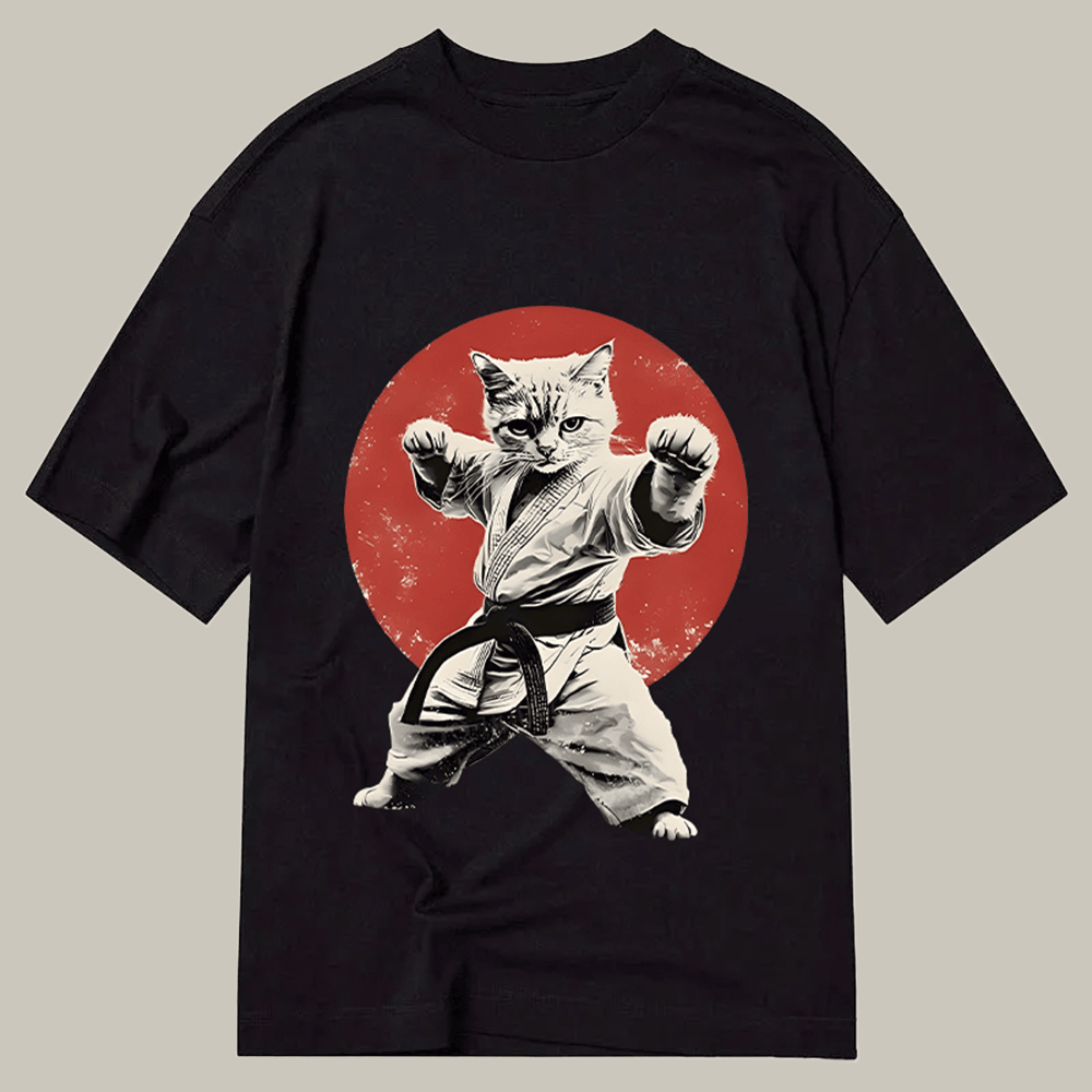 Japanese Karate Cat Classic T-Shirt Animal Themed Meme Shirt Cat Gifts For Xmas