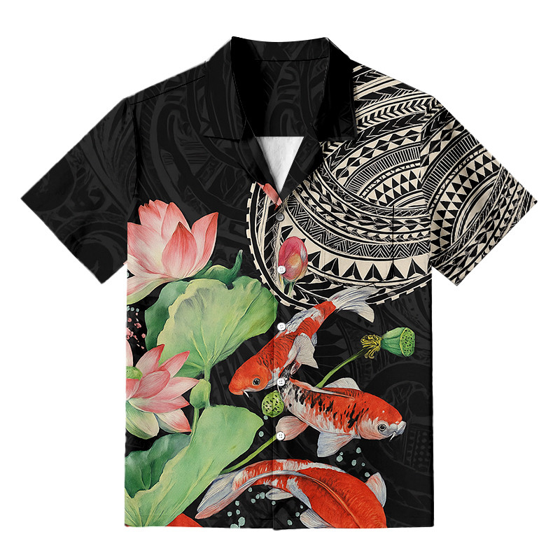 Japanese Kimonos Button Up Shirt Traditional Japanese Patterns Koi Fish Lover Presents