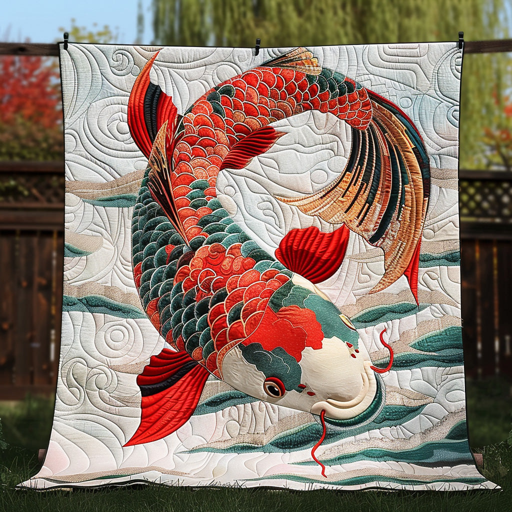Japanese Koi Prototype Quilted Blanket Best Throw Blanket Family Ideas For Christmas Gifts