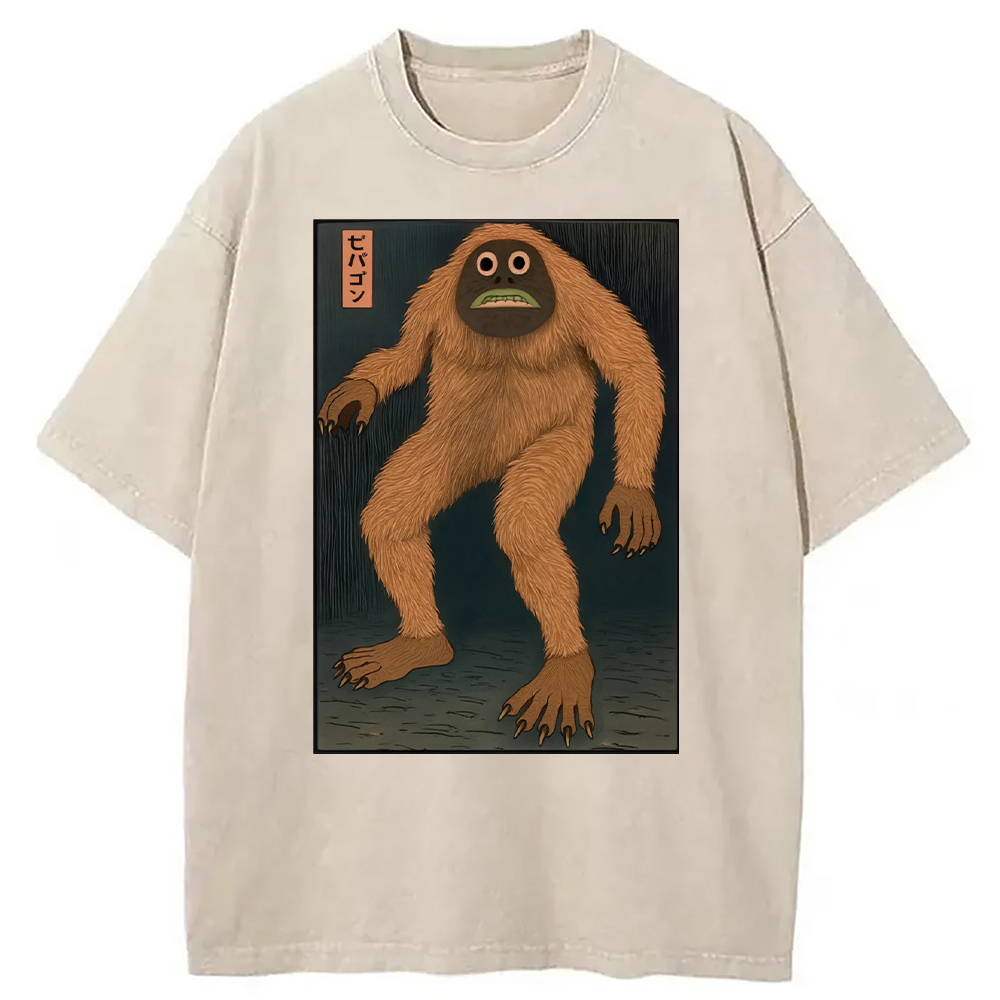 Japanese Long Hair Monste Washed T-Shirt Soft Comfortable Daily T Shirt Gifts For Best Friend